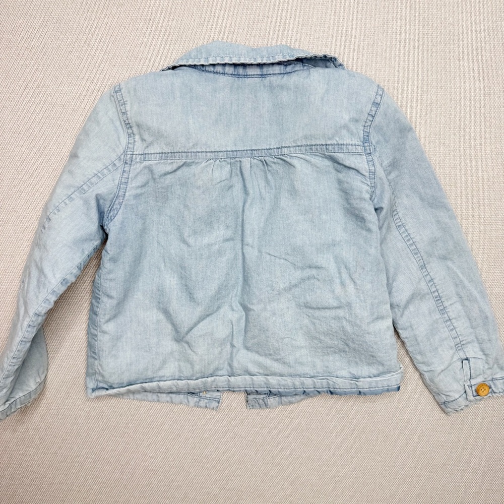 OshKosh B'gosh Light Blue Ruffle Girls Chambray Jacket Size 5T - Picture 2 of 4